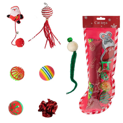 Cat Toy Cat Teaser Sticks Christmas Cat Toy Set New Product Cat Fun Stick Bell Ball Fun Interactive Pet Supplies