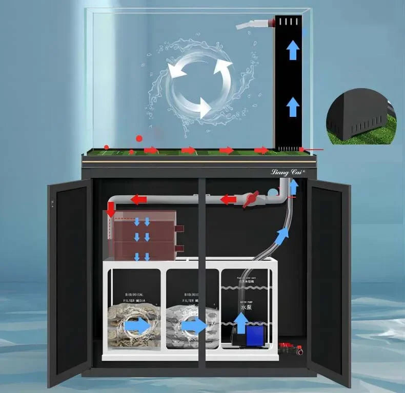 Large Vertical Extra Clear Glass Water Plant Ecological Fish Tank Wholesale Fish Tanks With Cabinet