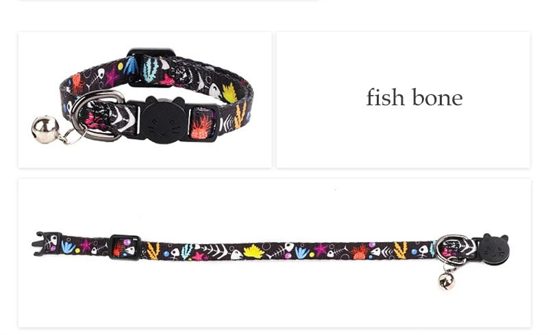 Cartoon Pet Cat Neck Collar for Small Dogs 19-28cm Ring Bell Anti Lost Adjustable Chihuahua Neck Wear Polyester Pet Accessories