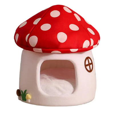 Pet  Warm Bed Cave Nest Mushroom Shape Cat Winter Tent Warming Puppy House Cozy Kitten Sleeping Tent Cave Beds For Small Pets