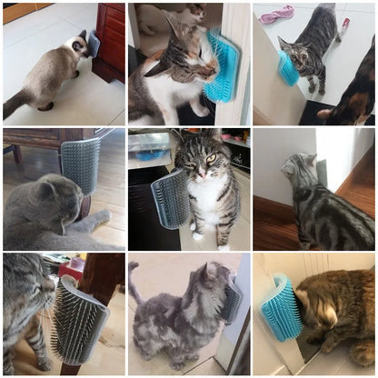 Pet Cat Brush Massage Device Hair Removal Comb Cat Toy Plastic Scratch Bristles Arch Massager Self Grooming Cat Corner Scratcher