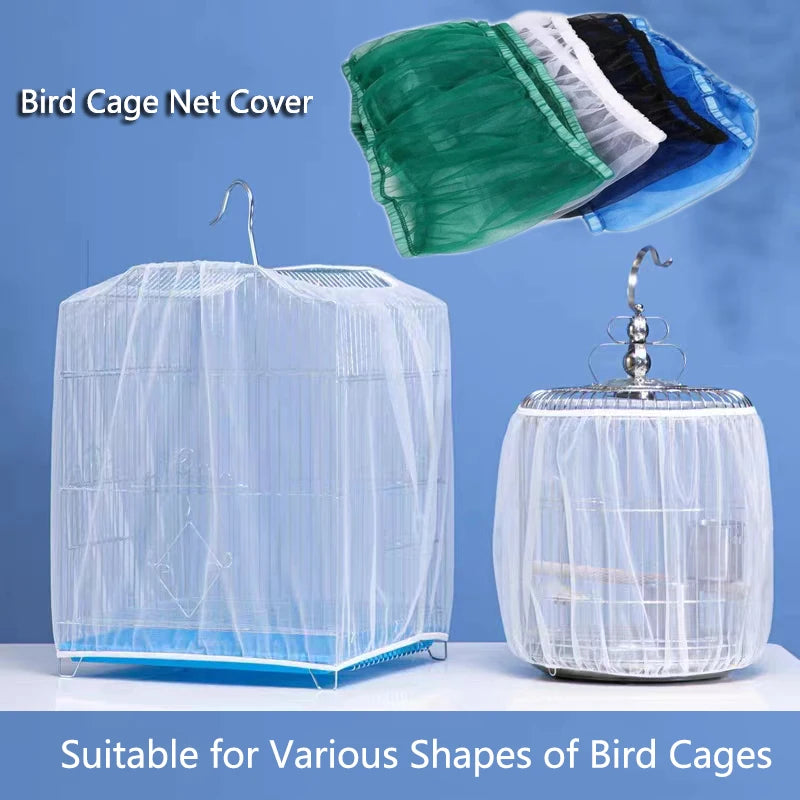 High Quality Nylon Mesh Bird Cage Cover Shell Skirt Net Easy Cleaning Seed Catcher Guard Bird Cage Accessories Parrot Bird Net