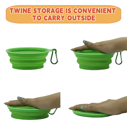 Collapsible Silicone Dog Food Water Bowl Cute Christmas Pet Bowl Outdoor Travel Portable Folding Supplies Dishes with Carabiner
