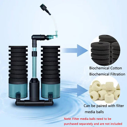 Aquarium USB Filter With Water Pump Electric For Fish Tank Air Pump Skimmer Biochemical Sponge Aquarium Bio Filter USB Connector