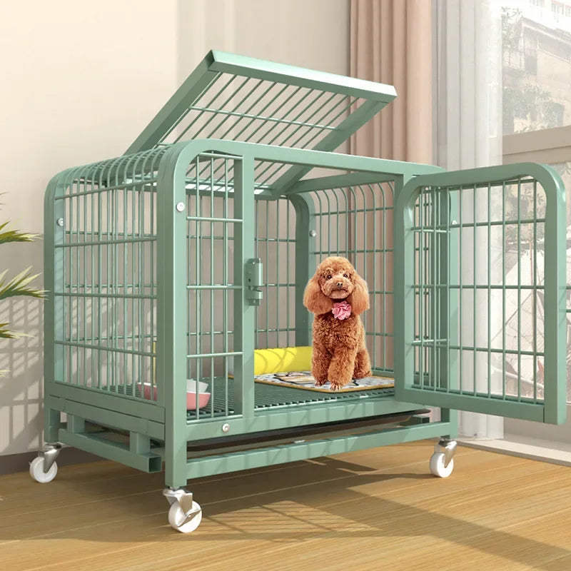 New Extra Thick Square Tube  Small Dog Cage with Toilet Indoor Family Dog House Kennel Pet Iron Cage