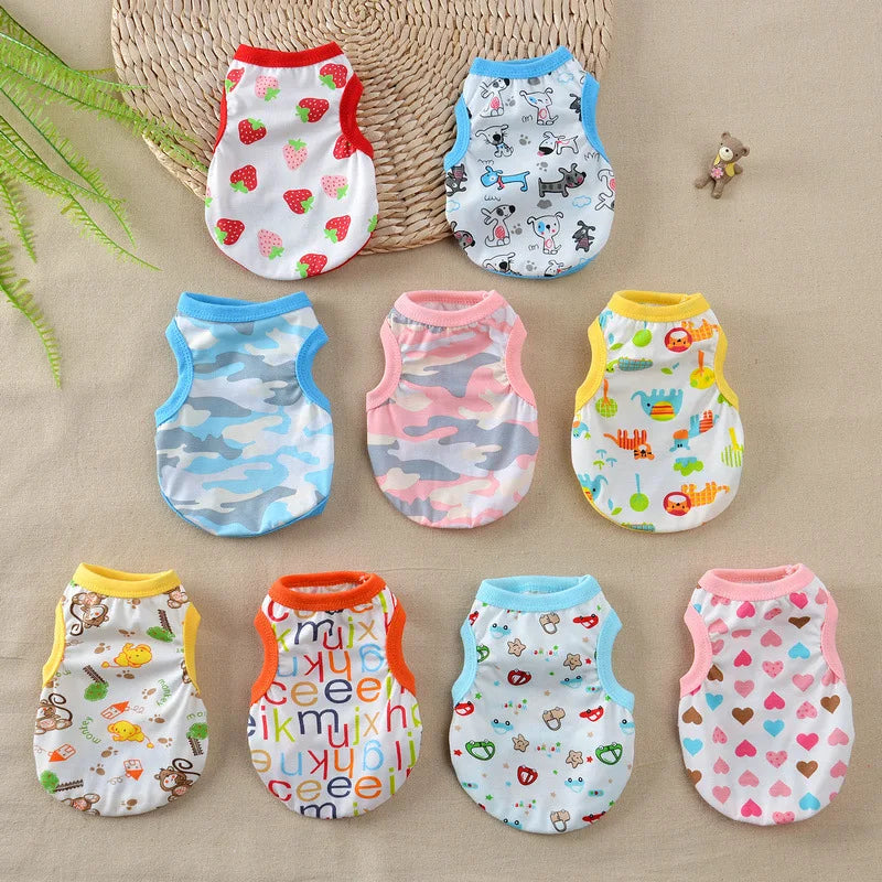 Cotton Vest Dogs Clothes For Small Dogs Chihuahua Clothes Summer Animals Cartoon Vest Dog T-Shirt For Small Dog Medium Yorkshire