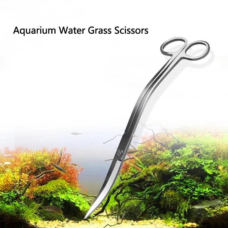 24cm Stainless Steel Curved Aquarium Scissor Aquarium Plants Trimming Tool Tank Cleaner Accessories Water Grass Pruning Tools