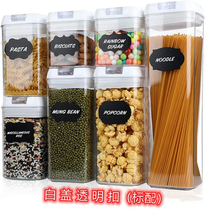7pcs/set Food Storage Containers Plastic with Lids Kitchen Storage for Rice Sugar Flour Pasta Cereal Storage Containers