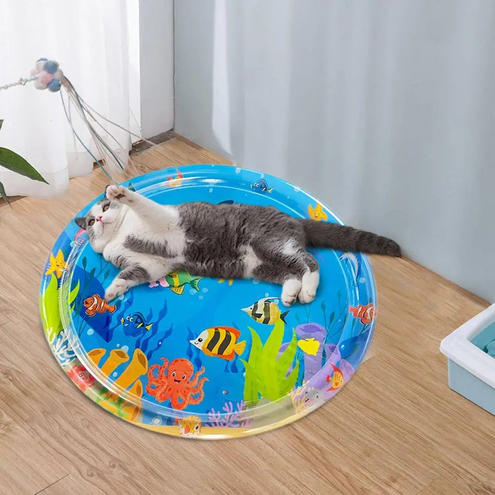 Cats Water Sensory Play Mat Sea Fish Themed Mat Pet Kids Play Sensory Water Pad Children Game Water Sensor Play Pad Gift Pad