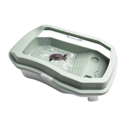 Turtle Tank Aquarium Baby Turtle Habitat With Lid Pet Turtle Habitat Detachable Double Layers Turtle Tank Anti-Slip Tortoise