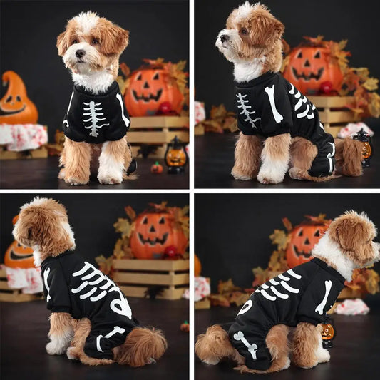 Halloween Dog Costumes For Large And Extra Large Dogs Skeleton Costume Jumpsuit Coat Pet Halloween Costumes Outfits Apparel J9F6
