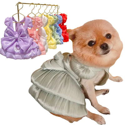 Big Bow Pet Wedding Dress with Buckle Luxury Dog Full Dresses for Small Dogs Pomeranian Poodle Puppy Cat Skirt mascotas Clothes