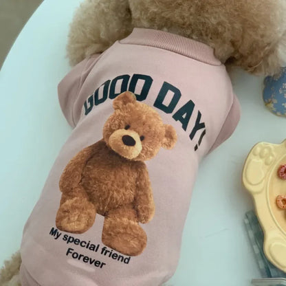Winter Warm Cute Pet Casual Wear Clothes Bichon Hoodies Cartoon Bear Design For Puppy Dogs Poodle Teddy Girls Sweatshirt Jacket