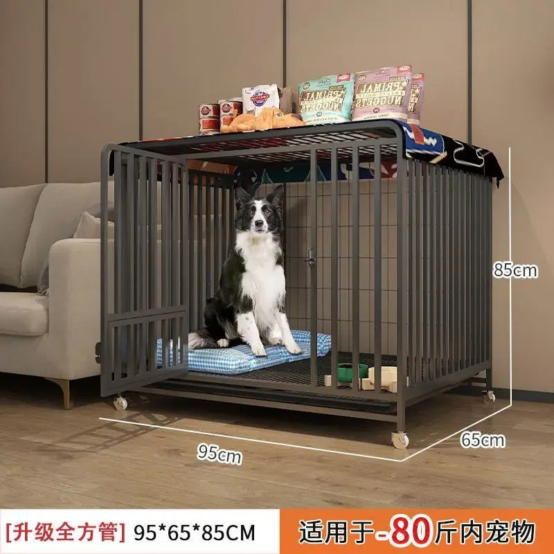Dog cage Medium and large dog household Dog cage with toilet Square pipe Bold reinforcement Villa indoor Golden Retriever Labrad