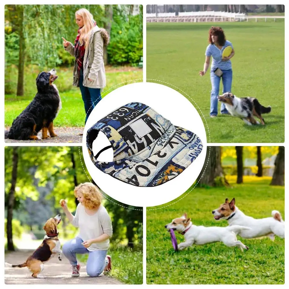 Dog Baseball Hat Pet Outdoor Sun Protection Visor Hat Ear Holes Dog Hats Lightweight Comfort Pet Hat For Outdoor Enthusiasts