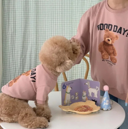 Winter Warm Cute Pet Casual Wear Clothes Bichon Hoodies Cartoon Bear Design For Puppy Dogs Poodle Teddy Girls Sweatshirt Jacket