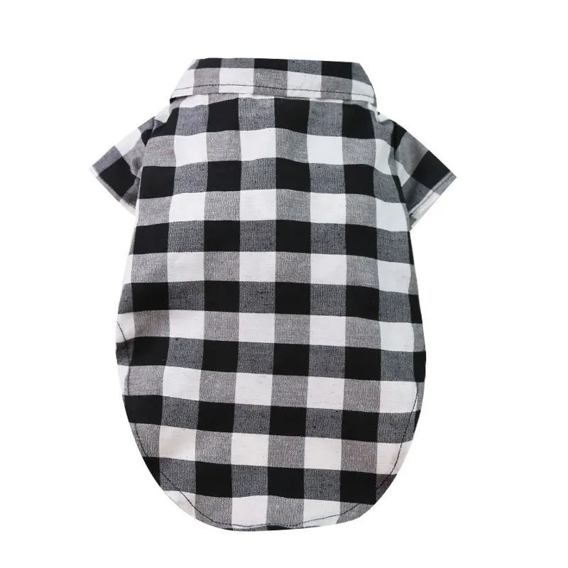 Bowtie Dog Blouse Classical Breathable Plaid T-Shirts Summer Dog Clothes for Small Dogs Puppy Large Cat Vest Chihuahua Yorkies