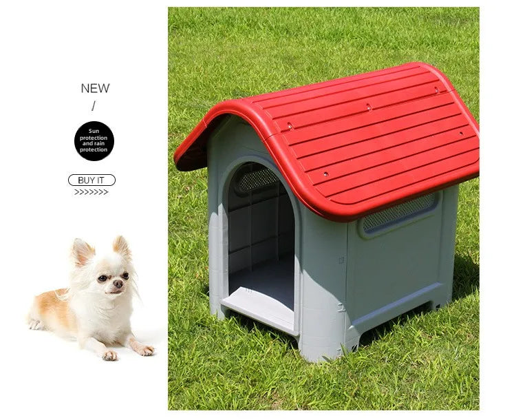 Outdoor kennel with toilet, sun protection in summer, universal in all seasons, outdoor rain-proof dog house, warm in winter, s