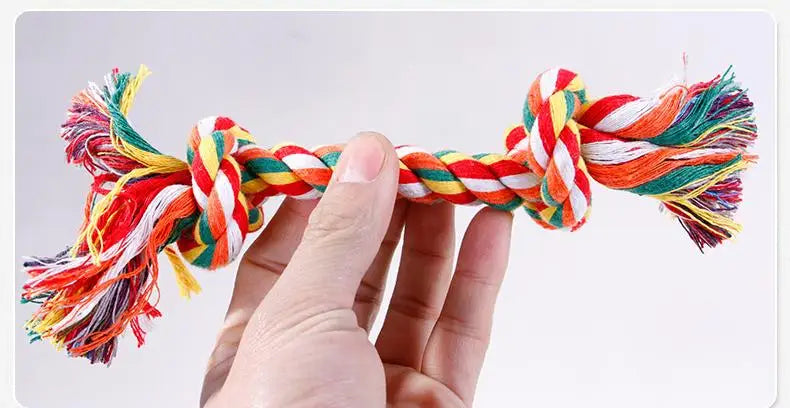 Pet dog cotton rope toys teeth cleaning teeth grinding resistant to bite rope knot toy rope double section cotton rope teething
