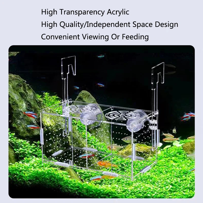 HighTransparent Acrylic Aquarium Fish Breeding Feeding Isolation Box Fish Aquarium Breeder Hatching Incubator Tank  Accessories