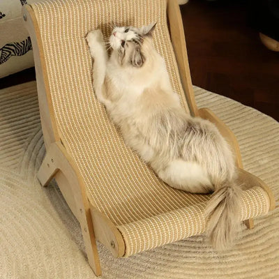 Sisal Cat Chair Wooden Cat Lounge Chair Cozy Stable Pet Furniture Pet-Friendly Multi-Functional Cat Scratcher Cat Beach Chair