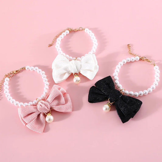 Dog Pearls Necklace Jewelry for Small Dog Puppy Cat Wedding Collar Chihuahua Yorkie Girl Pet Clothes Costume Outfits Accessories