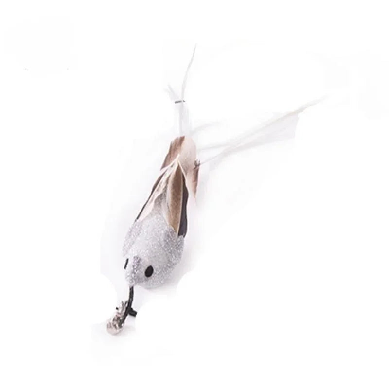 Funny Cat Stick Toy Furry Feather with Bell Cat Stick Toy Kitten Playing Pet Accessories Worm on A String Cat Toys Interactive