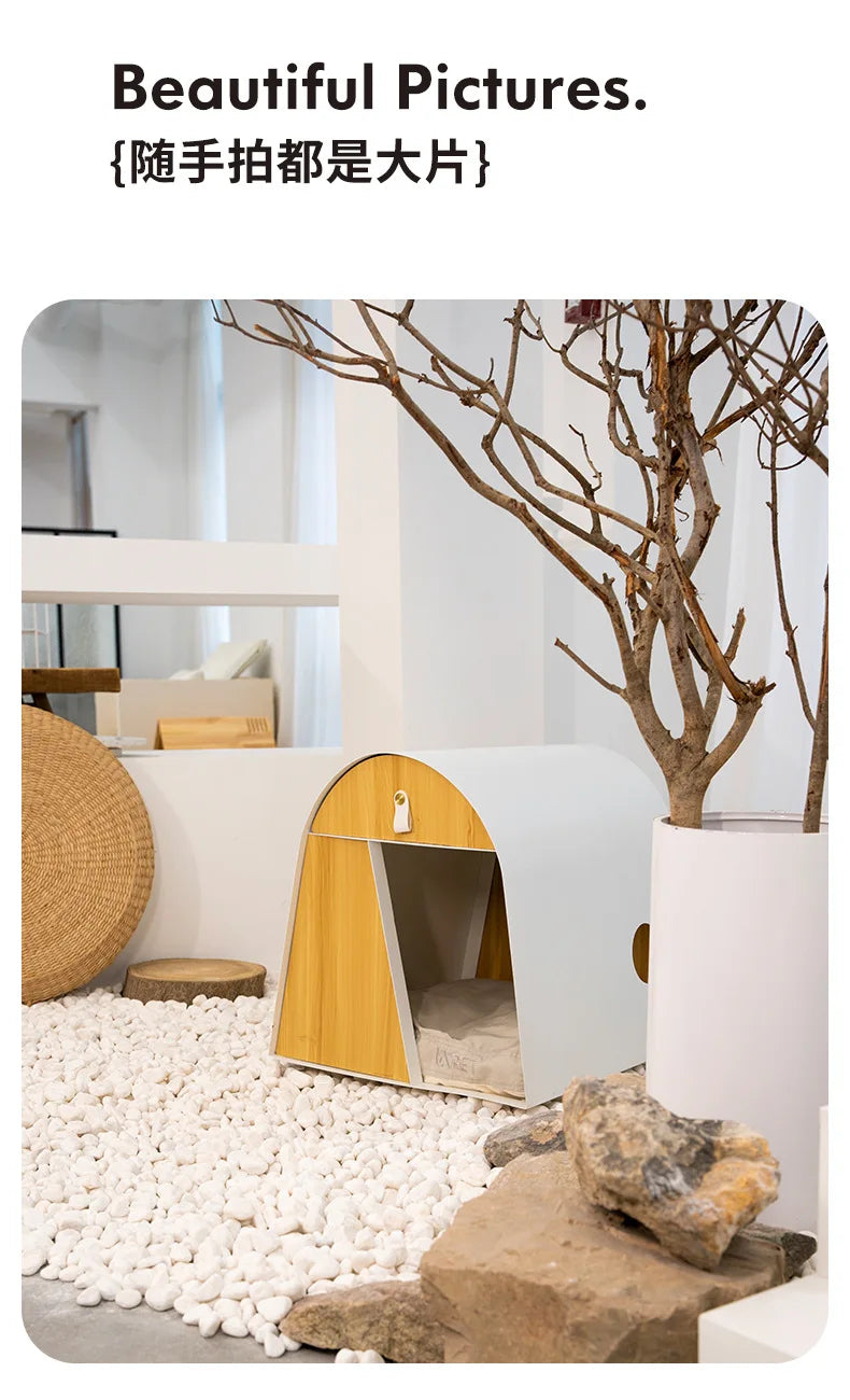 Iron Kennel Cat Litter Solid Wood Internet Celebrity Cat Villa Pet Wooden House Dog House Cat
