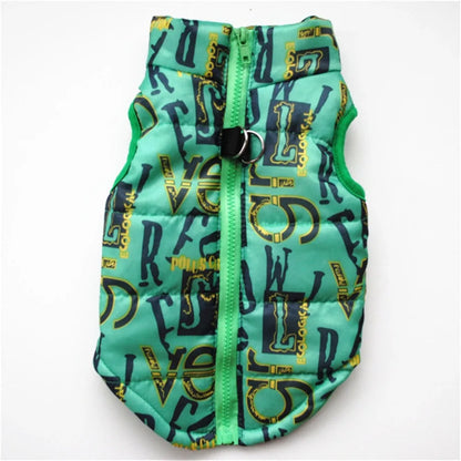 Windproof Pet Vest Jacket Winter Warm Big Dog Clothes Puppy Harness Clothing Funny Printed Coat for Small Medium Dogs Cats XS-XL