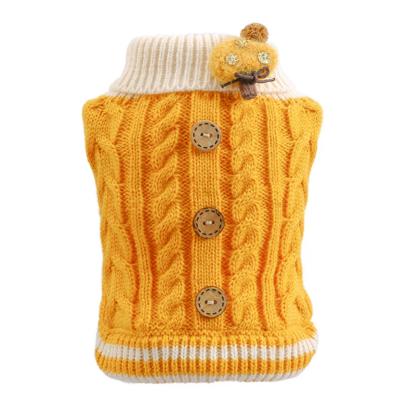 Luxury Designer Warm Winter Clothes for Pets Wool Knitting Floral New Year York Dog Sweaters Sphinx Cat Christmas Puppy Clothing