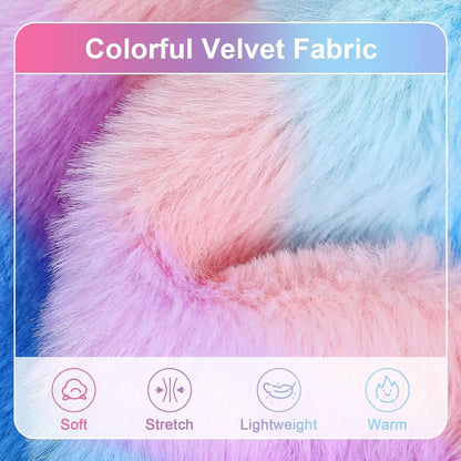 Rainbow Stripe Plush Princess Dog Dress for Small Dogs Girl Winter Puppy Cat Sweater Clothes Warm Fleece Pet Dress Bowknot Skirt