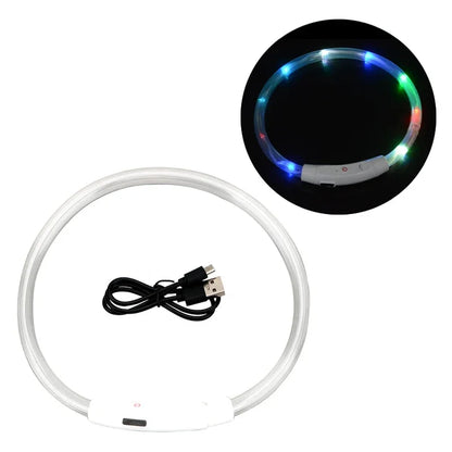 4 Modes Dog Luminou Charge Collar Led Usb Cat Silicone Colorful Collar Detachable Night Glow Pet Loss Prevention Dog Accessories