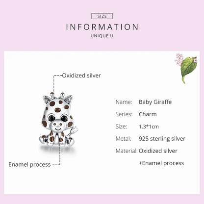 WOSTU 925 Sterling Silver Animal Charms Giraffe Zebra Unicorn Beads for Women Fit Original Bracelets Necklace DIY Jewelry Making