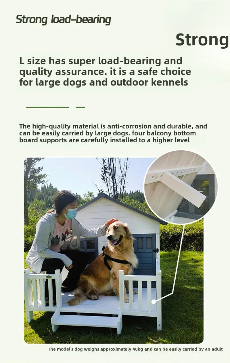 Cat Villa Wooden Kennel Outdoor Rainproof Dog House Cold Proof Dog Shed Courtyard Dog Outdoor House Cage