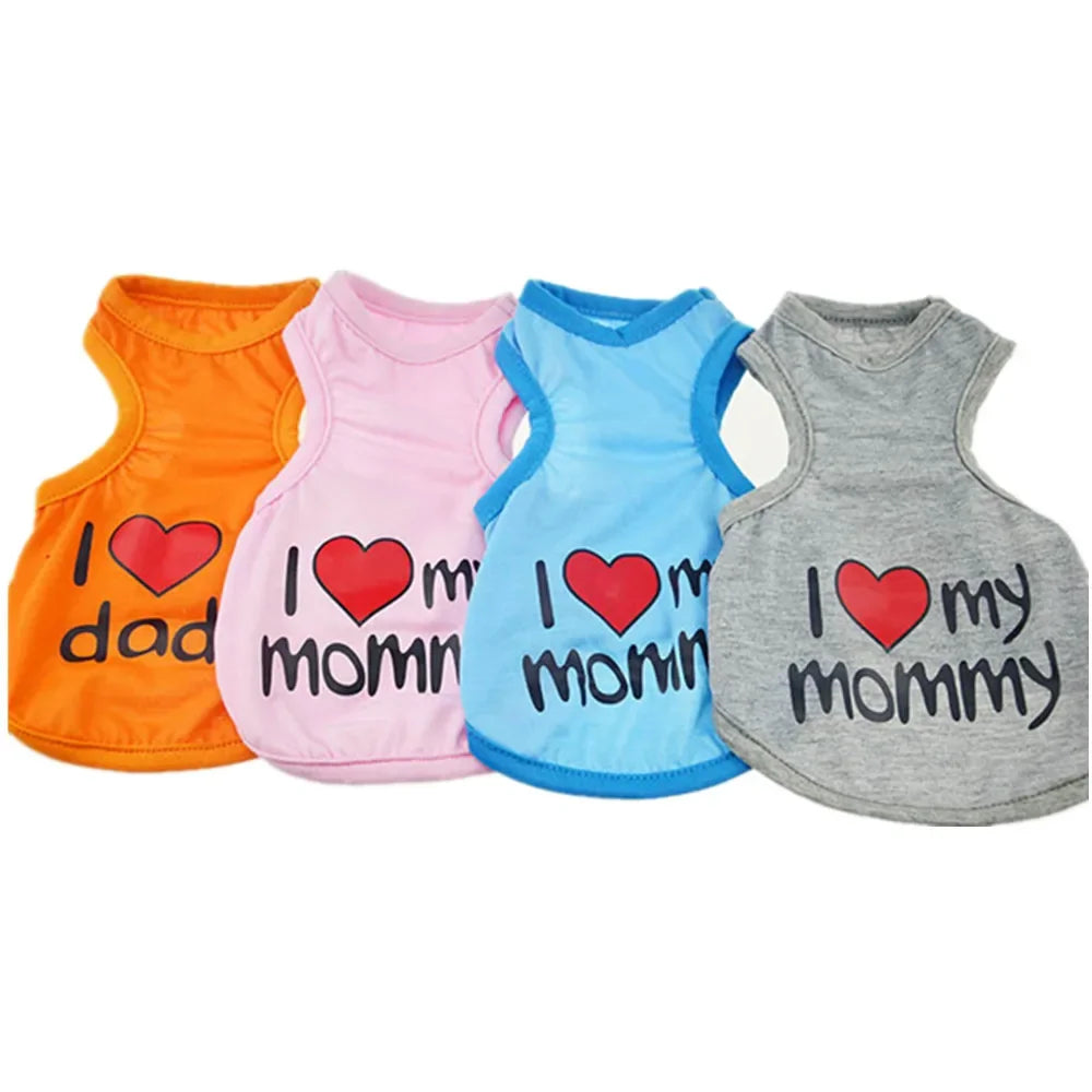 Cute Paw Printed Heart Love Design Small Dog Vest Clothes Summer Spring TShirts For Dogs Costume Puppy Dog Accessories Chihuahua