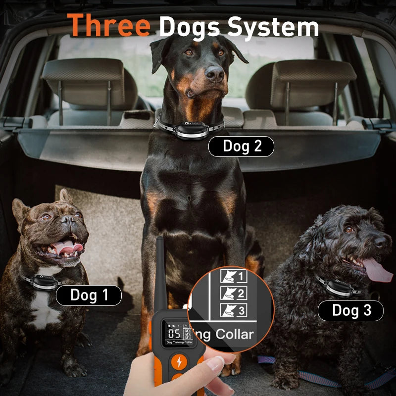 IP67 waterproof best automatic bark dog training collar with remote control small to large dog beep buzz shock