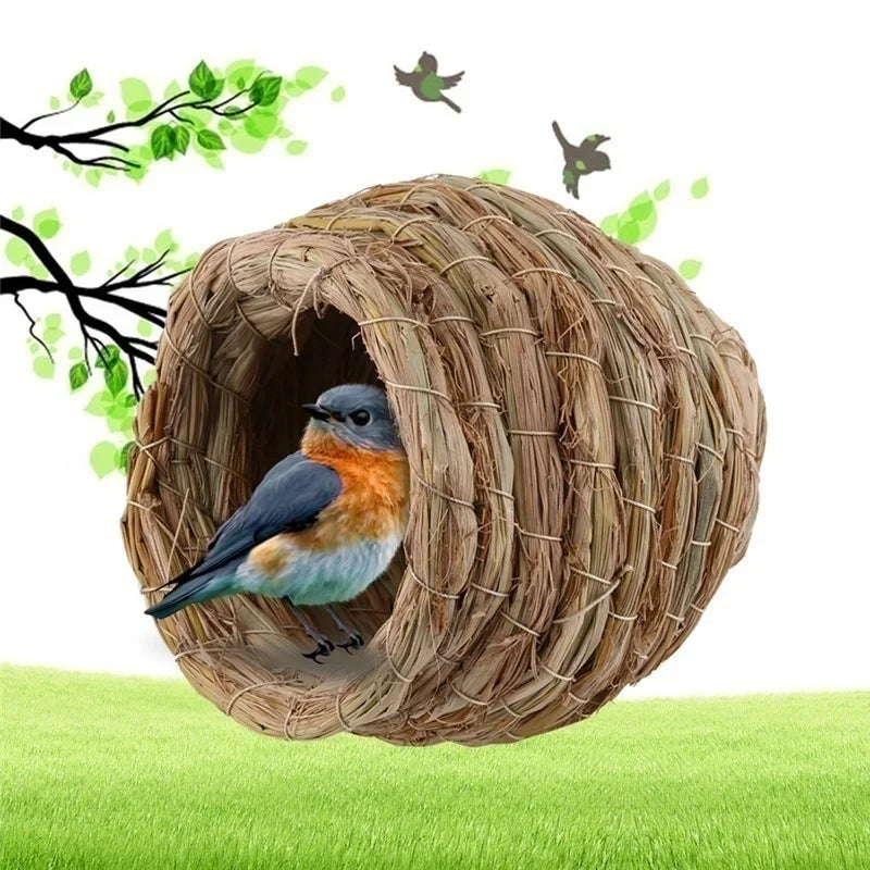 Hanging Hummingbird Bird House Bird's Nest in Straw Garden Nest Woven House Hut Straw Bird Birdhouse House Handwoven