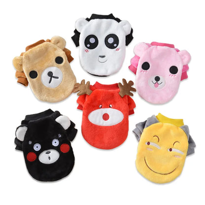XS-XL Cute Winter Small Dog Cat Warm Vest Fleece Cartoon Printed Puppy Pet Cat Dog Clothes for Small Medium Dog Hoodie Chihuahua