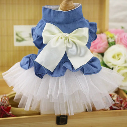 10PCS Pets Accessaries Dogs Cats Princess Flower Lace Dress For Pet Wedding Party Spring Summer small Teddy girl ropa para perro