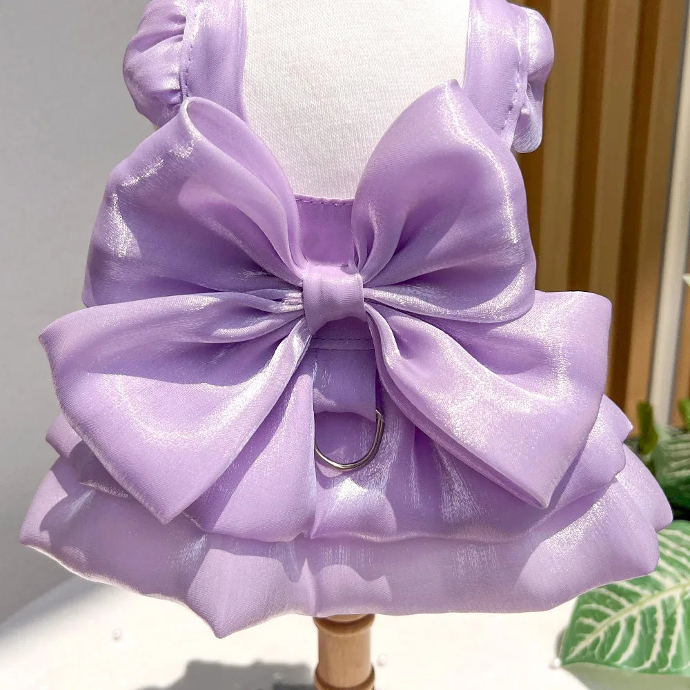 Big Bow Pet Wedding Dress with Buckle Luxury Dog Full Dresses for Small Dogs Pomeranian Poodle Puppy Cat Skirt mascotas Clothes
