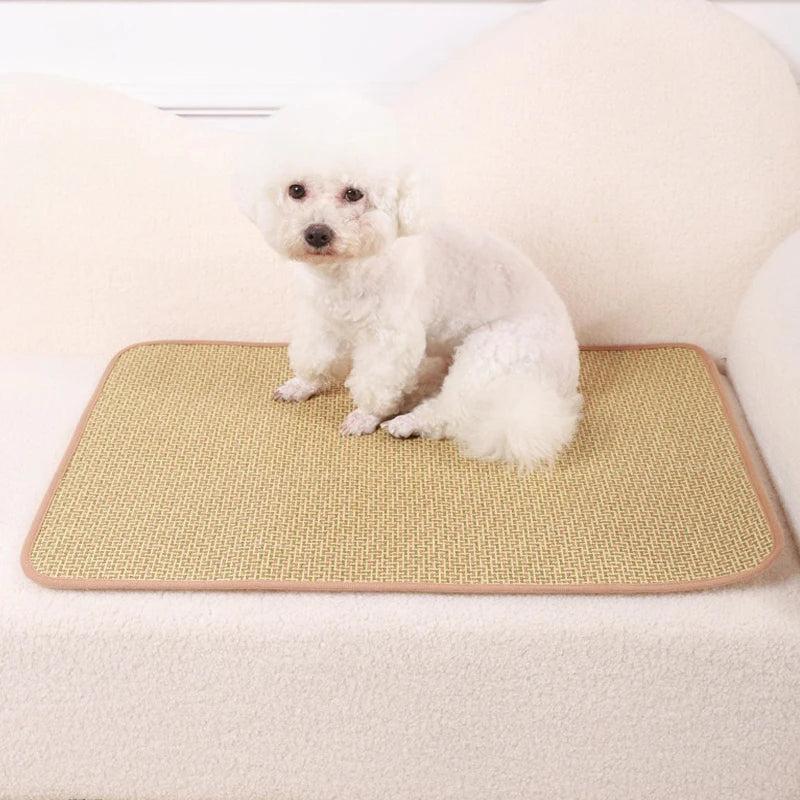 Summer Cooling Pet Dog Bed Wear Resistant Washable Rattan Mat for Cats Multi Size Breathable Teddy Bear Napping Rest Puppy Pads