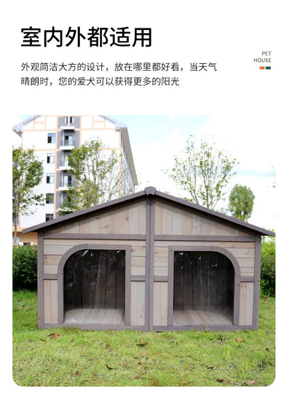 Solid wood dog house dog villa wooden kennel waterproof and rainproof outdoor large kennel dog house type pet