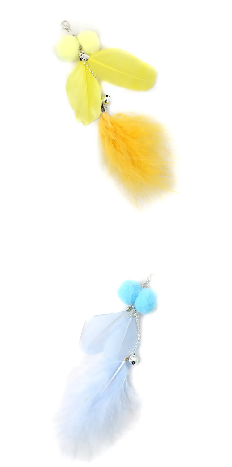 Cat Toy Cat Teaser Sticks Dragonfly Shaped Replacement Head Teaser Cat Stick Fairy Feather Bell Multi-color Optional Cat Toys