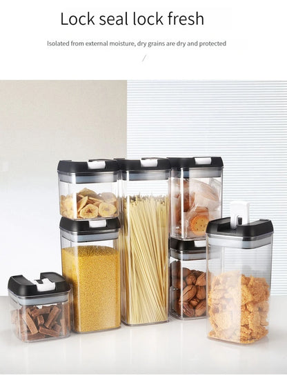7pcs/set Food Storage Containers Plastic with Lids Kitchen Storage for Rice Sugar Flour Pasta Cereal Storage Containers