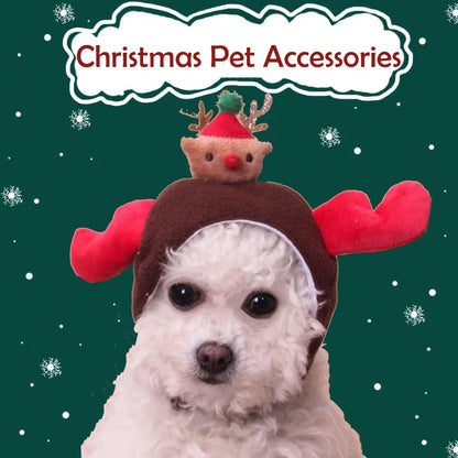 Warm Fleece Cartoon Pet Hat for Cat Christmas Keep Warm York Dog French Bulldog Head Wear Snowman Deer Winter Pet Accessories