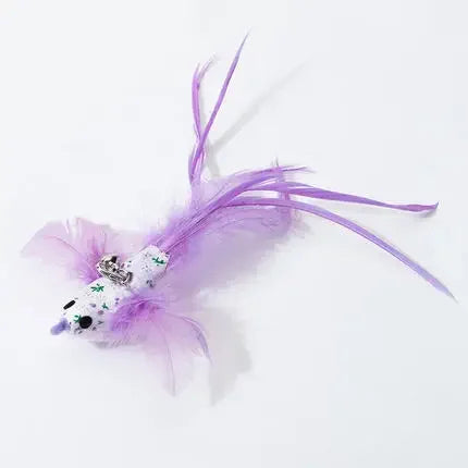 Funny Cat Stick Toy Furry Feather with Bell Cat Stick Toy Kitten Playing Pet Accessories Worm on A String Cat Toys Interactive