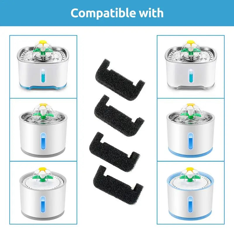 Pet Fountain Replacement Filters 4pcs Animal Fountain Filters For Drinking Water Dispenser Cat Water Fountain Filter Foam Filter