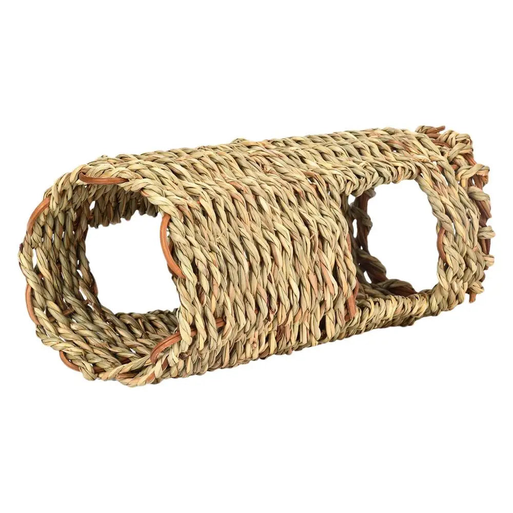 Hamster Grass Tunnel Natural Grass Tunnel Hamster Spacious Nest Indoor Pet Hideaway Hut Small Animals Activity Center for Dutch