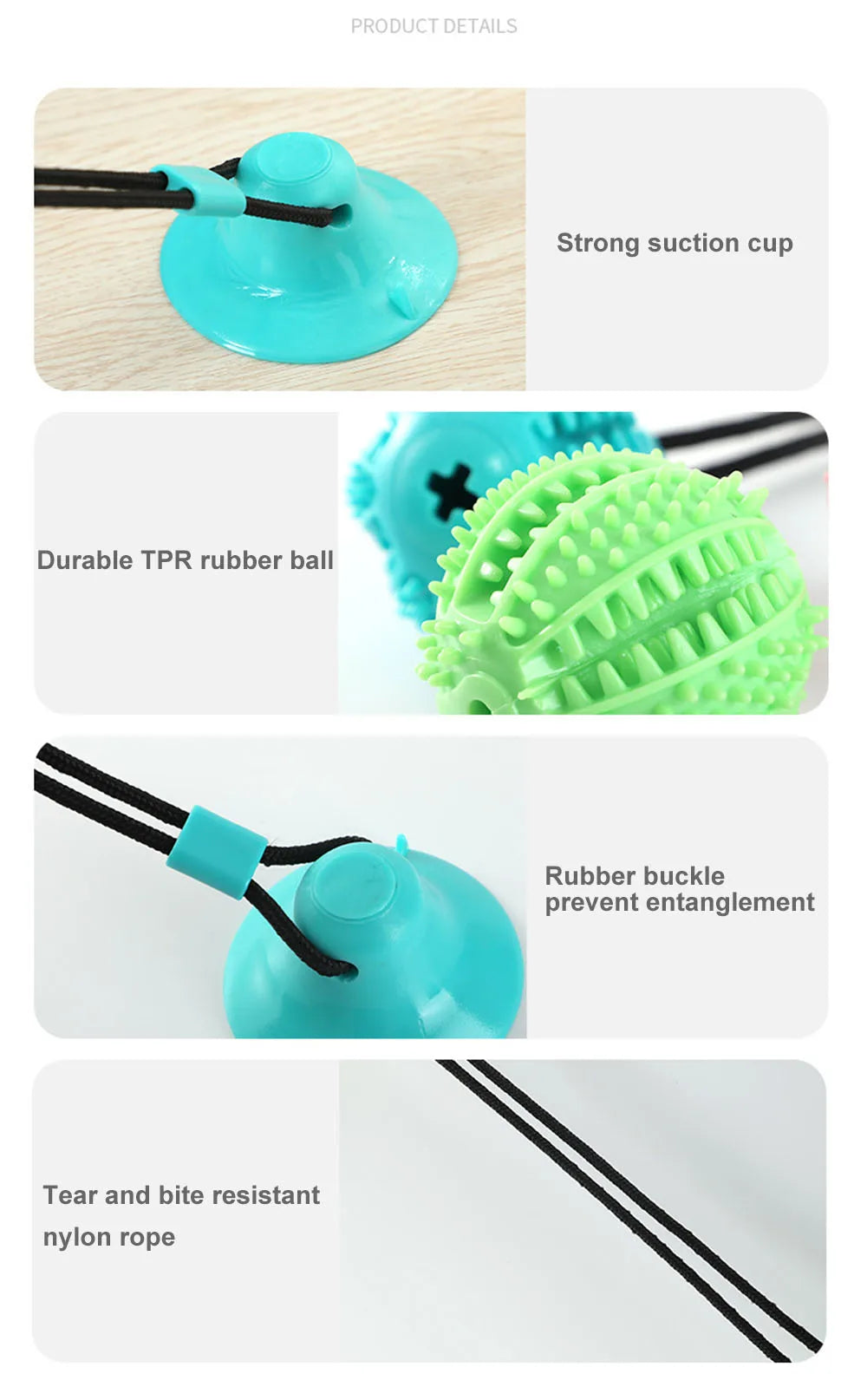 Dog Chew Ball Toys for Aggressive Chewers Interactive Dog Puzzle Toy Food Dispenser Suction Cup Dog Tug Toy for Dogs Teeth Clean