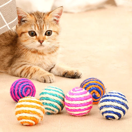 4 PCS Balls Interactive Pet Toys for Cats Kitten Dog Training Playing Chewing (Random Color)
